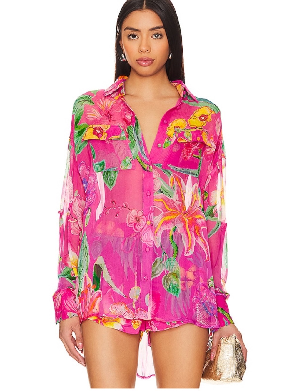Megan Button Up Shirt in Pink Floral
ROCOCO SAND